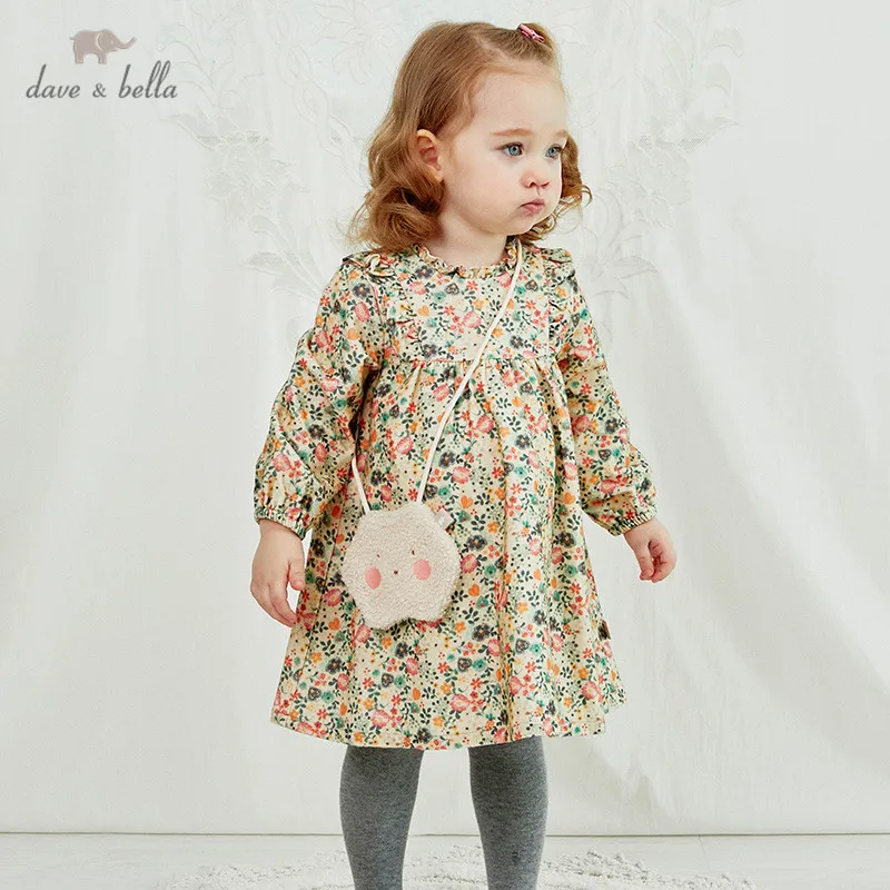 DBM14557 dave bella  autumn fashion print princess toddler dress baby clothes infant dress baby girl star baby fairy dress