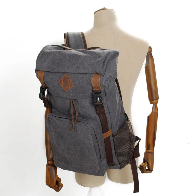 
Large Waxed Mountaineering Travel Pack Vintage Canvas Leather Backpacks for Men Laptop Daypacks Waterproof Canvas Rucksacks 