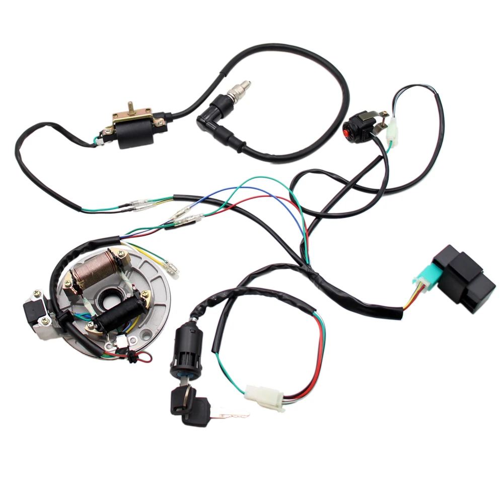 Lifan Stator Kick Electrics Wire Harness Kit, PRO BAT, Complete Electrics Wire Harness CDI Coil Magneto Pit Dirt Bike ATV SSR Co