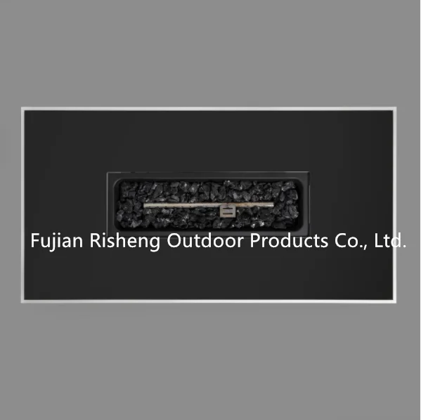 RS-R43002A Rectangular modern style pure iron  50000 BTU Outdoor Patio Gas Fire Pit table with windshield cover winter garden