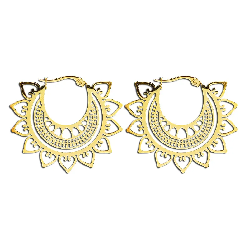 Ethnic Earrings Bohemian Cutout Earrings Stylish Geometric Stainless Steel Vintage Earrings Jewelry Maker Design  N2311207