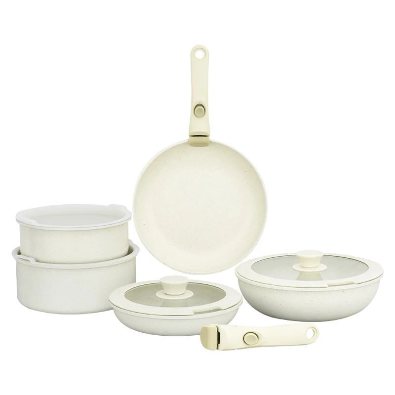 11pcs Pots and Pans Set Nonstick Cookware Detachable/Removable Handle Induction RV Kitchen Set Oven Dishwasher Safe