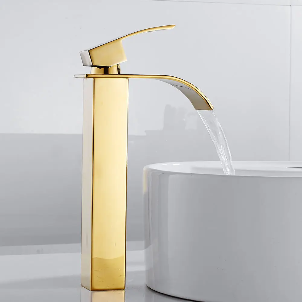 LULUMOM Origin Factory Modern Gold Waterfall Basin Faucet Stainless Steel Bathroom Faucets Sinks Mixer Tap Torneira Banheiro