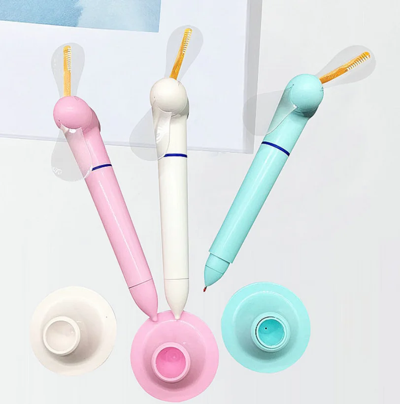 Rechargeable light up flash led message fan ballpoint pen with holder