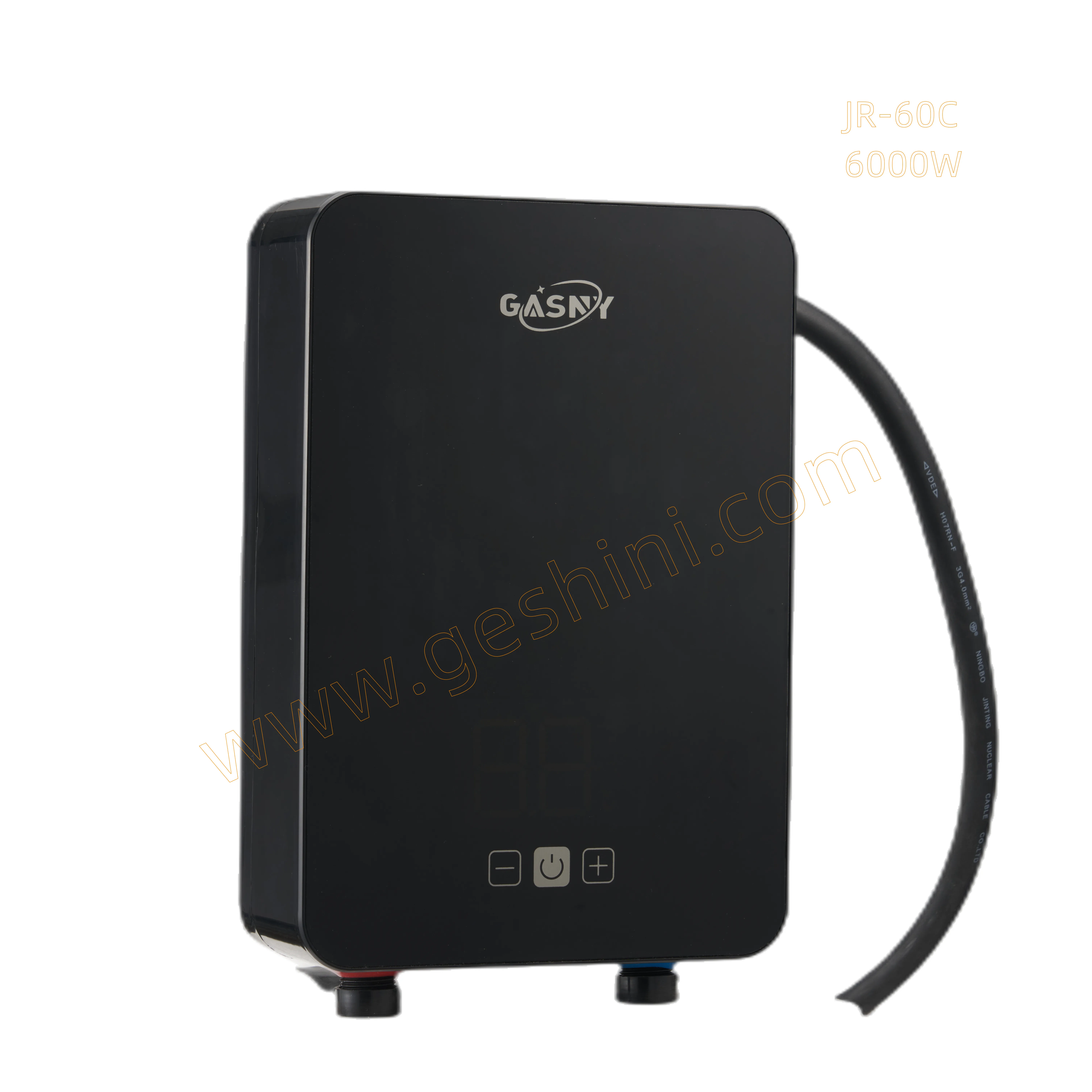 Water electricity separated multipurpose black square glass shell 6000w touch screen instant electric water heater
