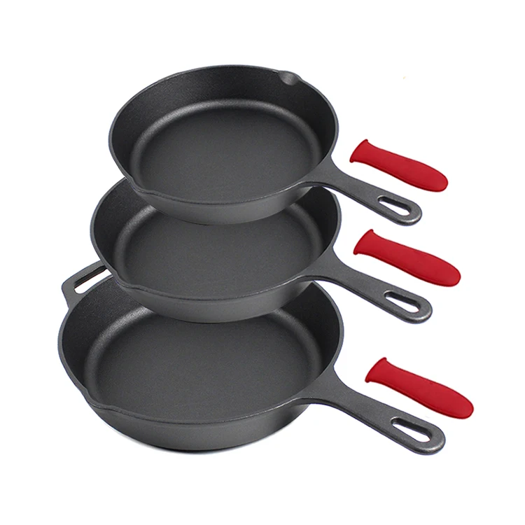 Hot sale Anti-rust Pre-Seasoned Cast Iron Skillet 3-Piece Chef Set