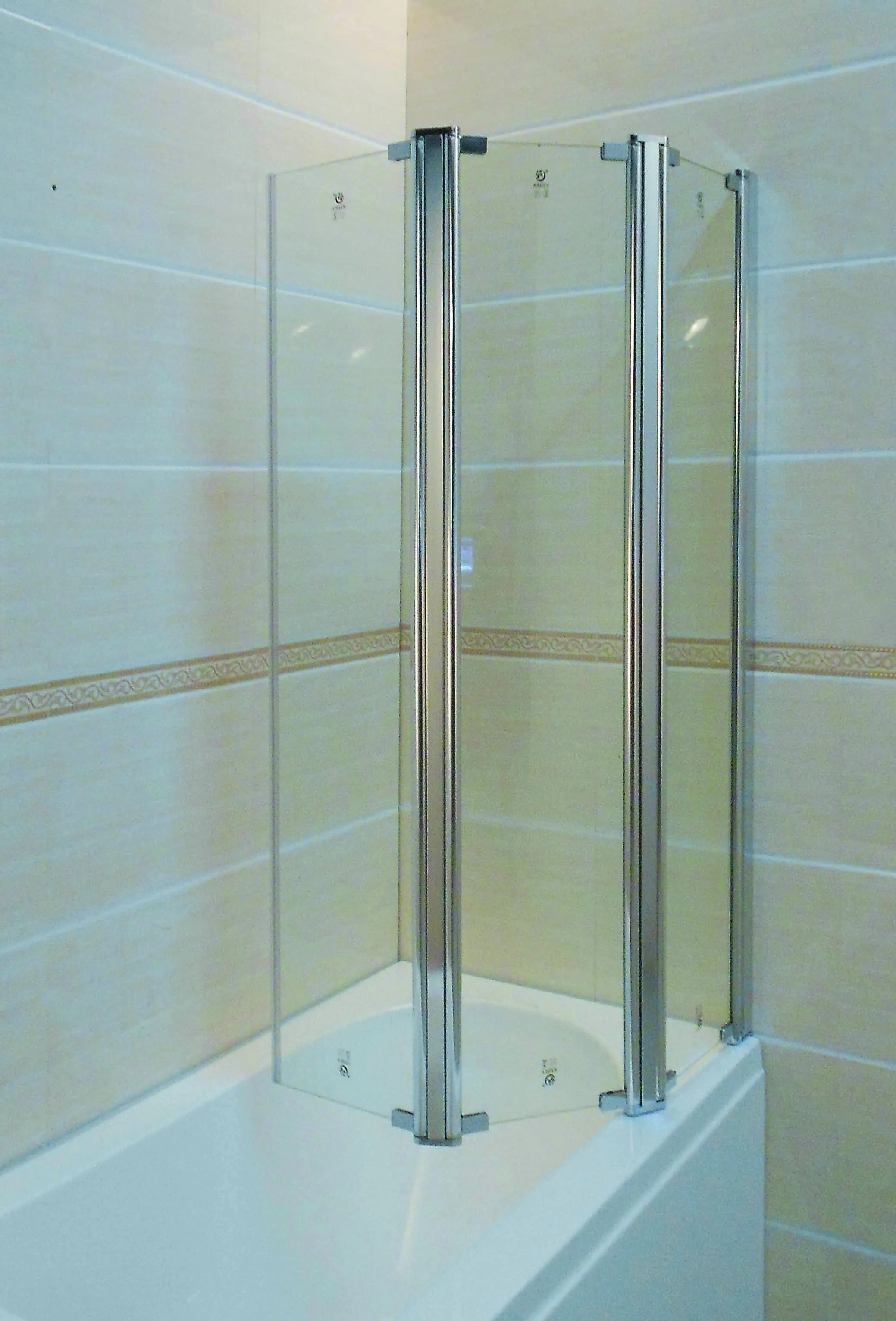 KMRY 3 Panels Folding Glass Bathroom Shower Screen For Bathtub tub,Foldable Glass Shower Bathtub Screen