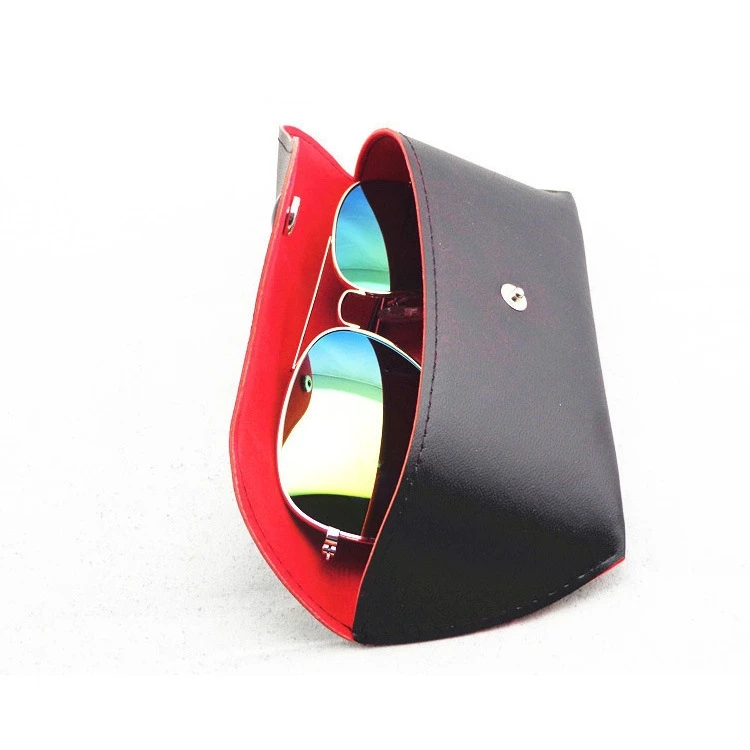 Luxury Fashion Leather Eyeglass Sunglass Case Packaging Custom Logo Soft Pack Snap Sunglasses Case Glasses Box