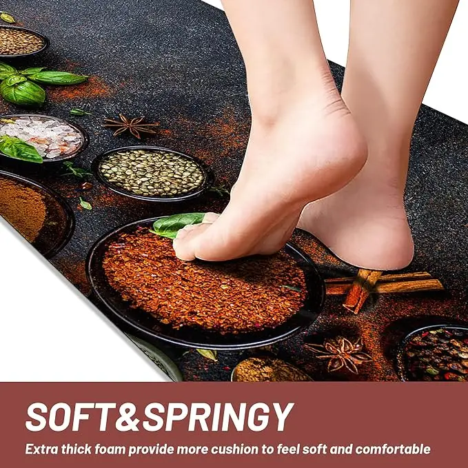 3D Printed Anti-Slip Kitchen Anti-Fatigue Mat Modern Waterproof Standing Nylon Mat Washable for Home Use