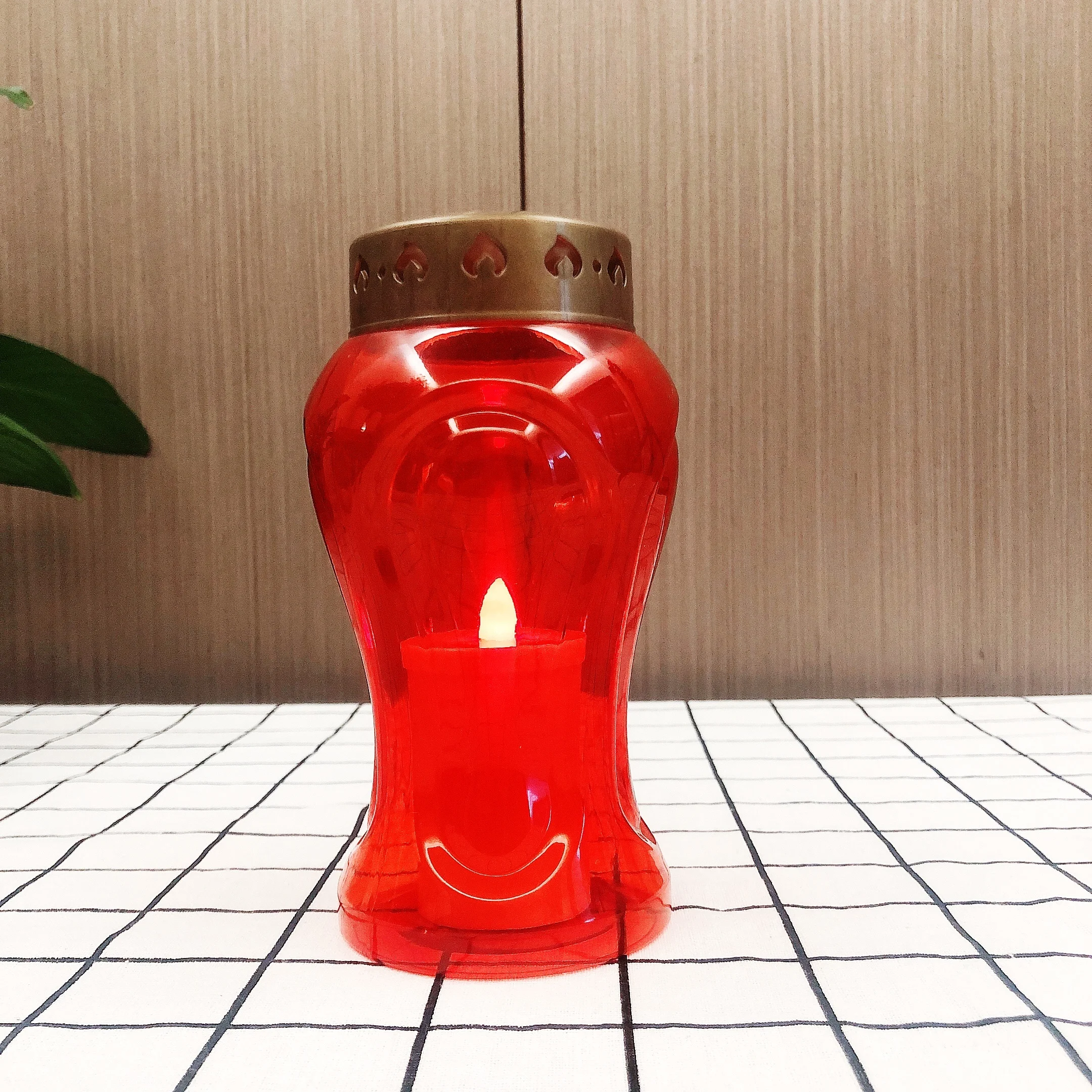 Original Red Plastic Bottle Enclosure Velas Cementerio Flickering Led Grave Candle Lights Cemetery Lamp Gravestone
