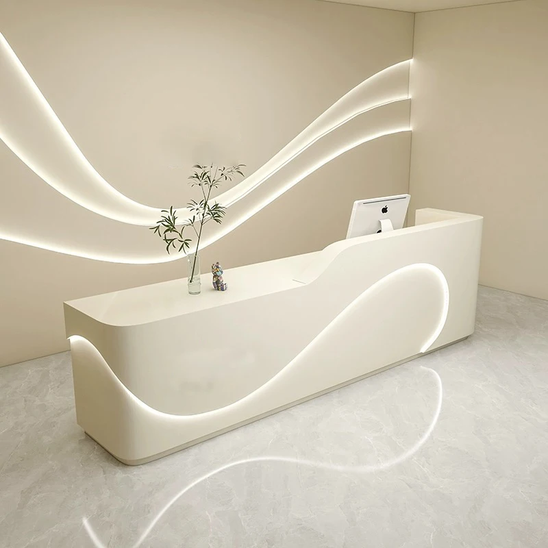 Modern New Beauty Hospital Large Clinic Company Reception Counter Luxury Wooden Hospital Guidance Desk
