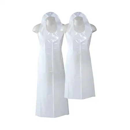Custom logo disposable womens and man barber white clear thick plastic nursing salon apron plastic disposable for lab