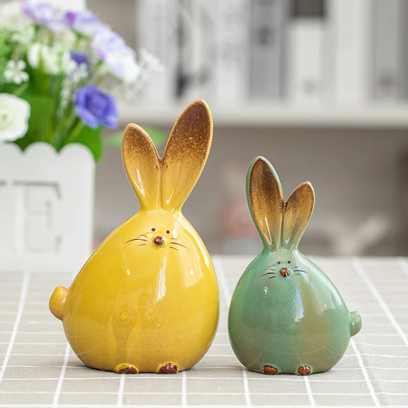 ceramic sublimation animal rabbit ornaments craft for display customized christmas ceramic ornament