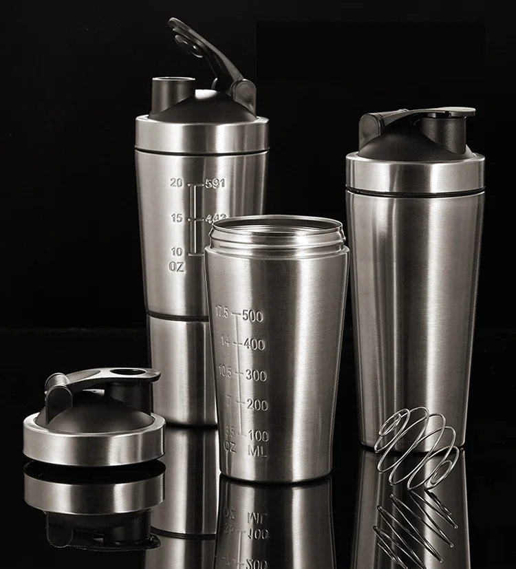 Stainless Steel Protein Shaker Bottle Metal Custom Wholesale Protein Shaker Gym Sports
