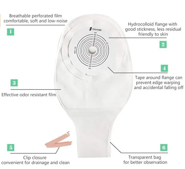 Transparent Opaque One Piece Ostomy Bag Supplies Bolsas De Colostomia