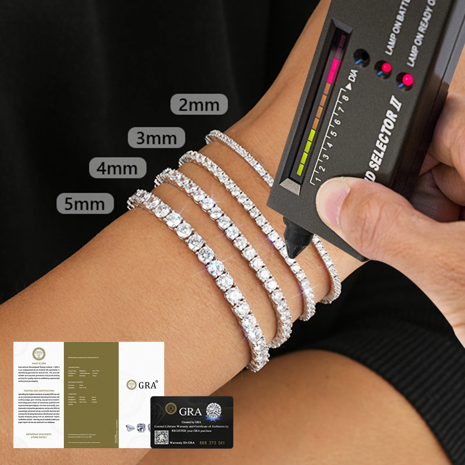 fine jewelry vvs moissanite chain 2mm 3mm 4mm 5mm 925 sterling silver white gold women men gra lab diamond tennis bracelet