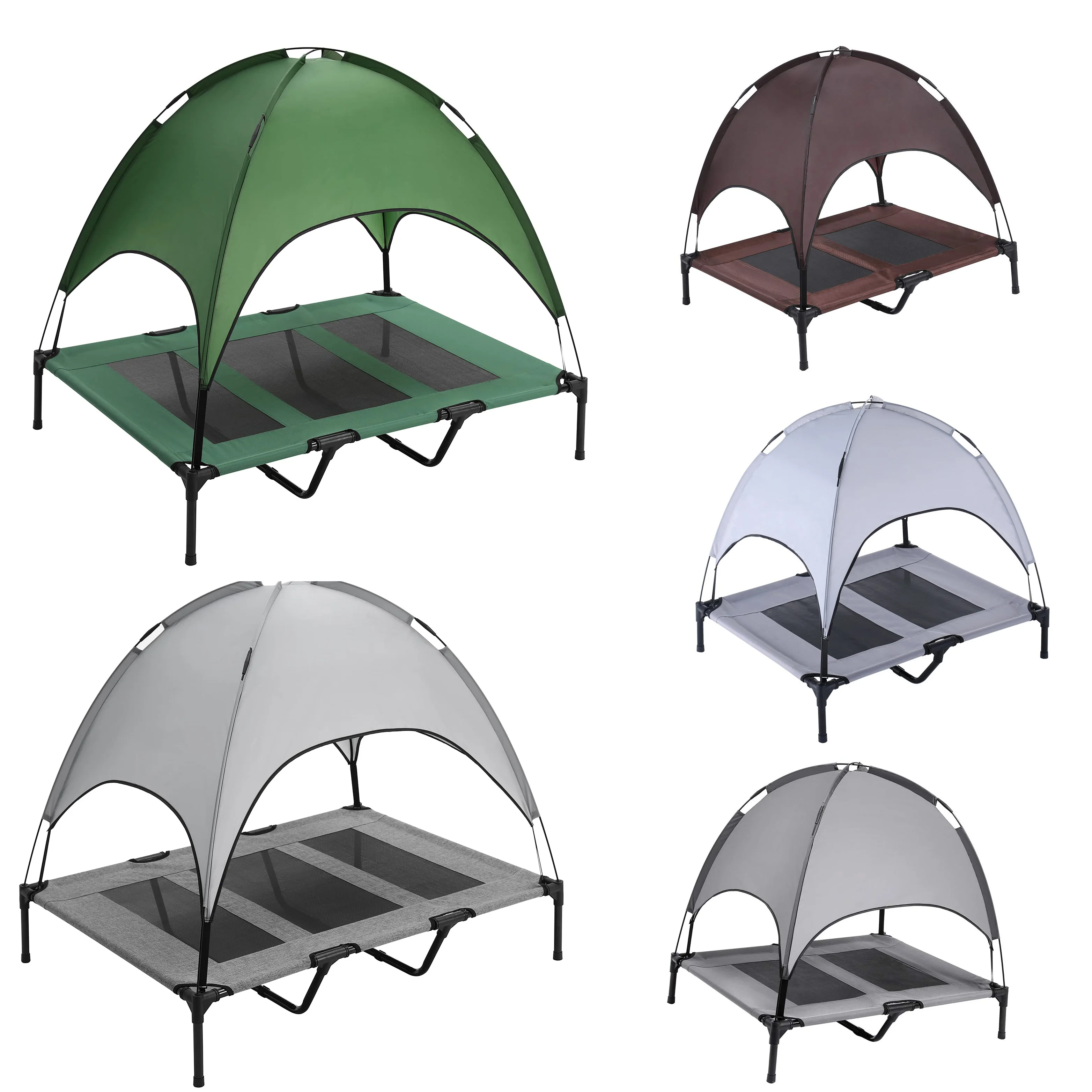 Outdoor Dog Bed Elevated Pet Cot with Canopy Durable 1680D Oxford Fabric Portable for Camping or Beach