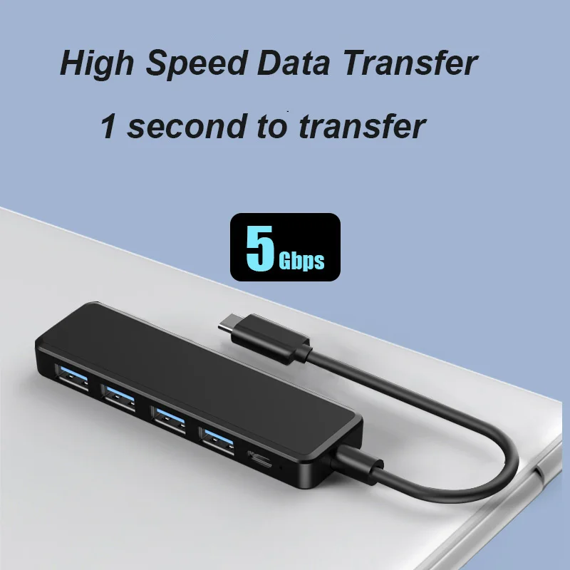 USB C Hub, 4 Ports USB 3.0 with 5Gbps Data Transfer, Supported Splitter for Type C MacBook, Mac Pro