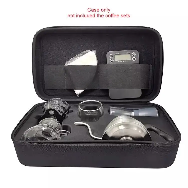 Custom Protective Traveling Shockproof Waterproof Coffee Cup set Eva Case Coffee Tea Maker Deluxe Gift Set Tool Case