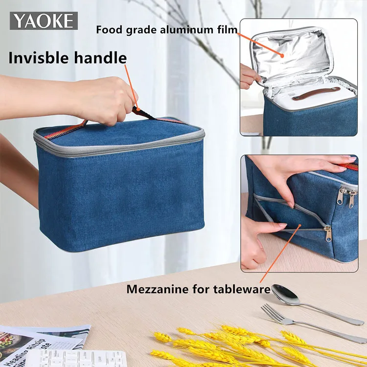 Household 2-In-1 Portable Lunch Box Sets Safe Stainless Steel Food Warmer Electric Lunch Box with Carry Bag