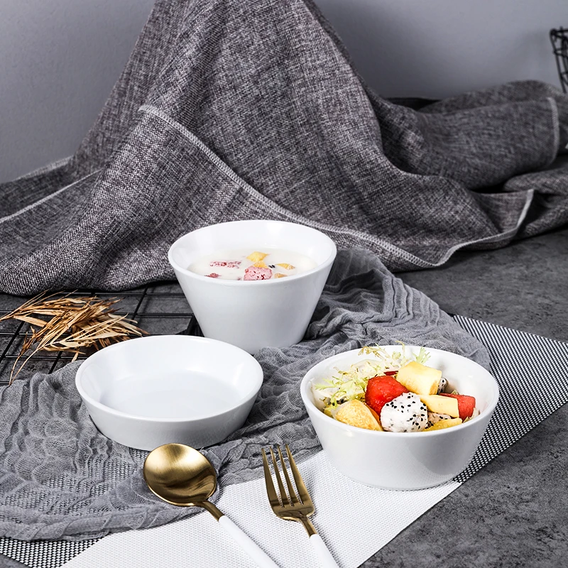 high middle short round white ceramic rice candle snack bowl soup bowl sets