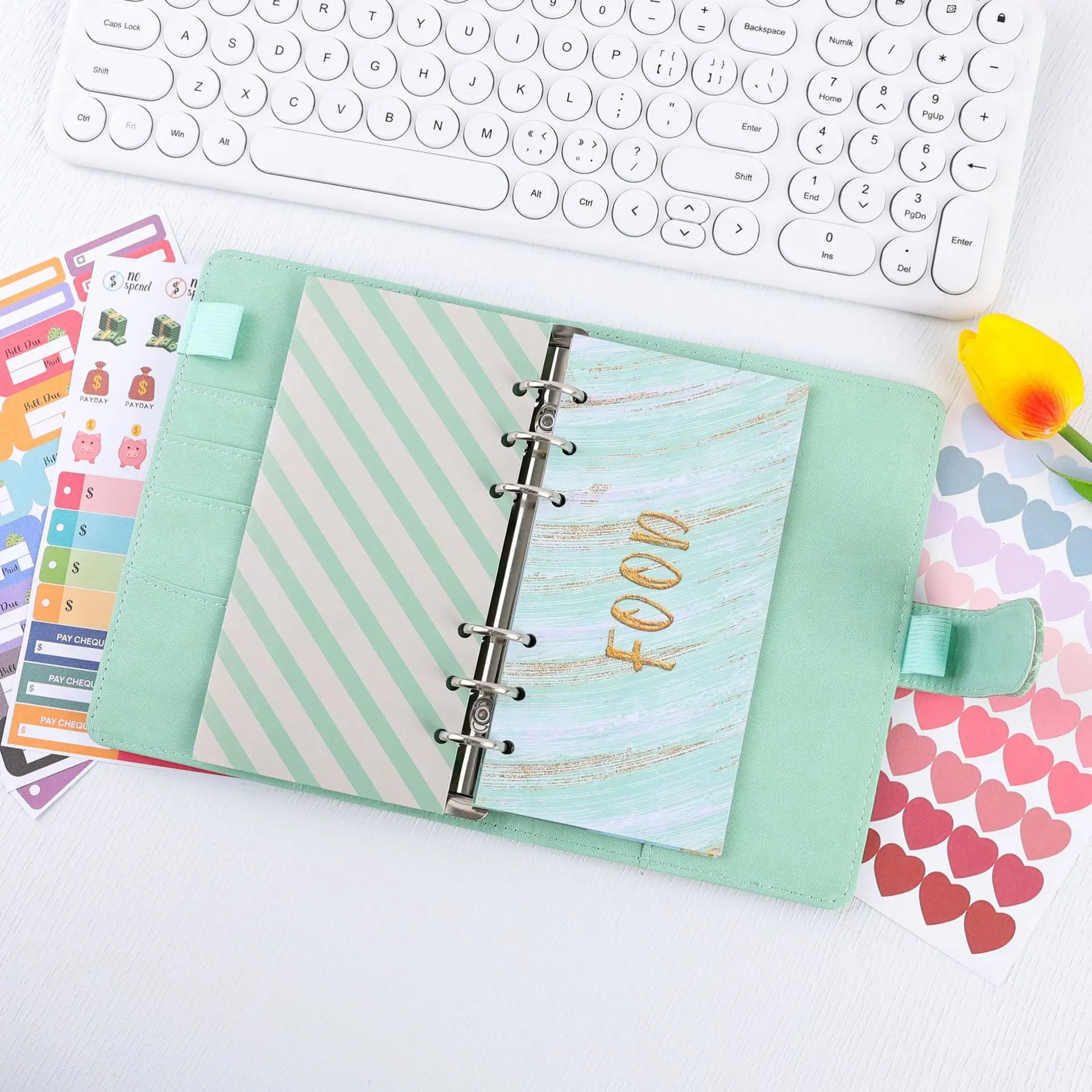 Crocodile pattern 6ring binder bundle with cash envelopes a6 pu leather for organizer budgeting budget binders saving challenges