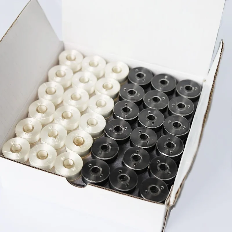 Polyester High Tenacity 75D/2 Plastic side Pre wound Bobbins Type L M A For Embroidery Use