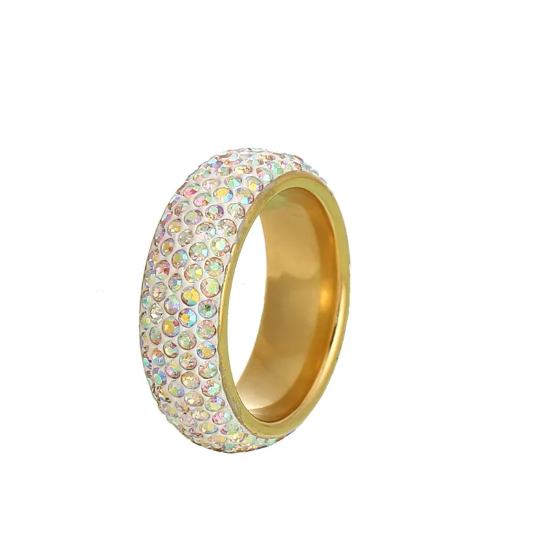 wholesale fashion Stainless Steel ring Gold Plated full diamond ring jewelry for women