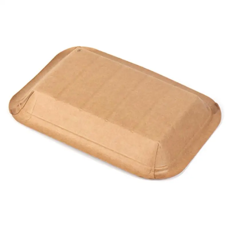 Compostable Paper Food Dish Disposable Biodegradable Fast Food Plate Brown Kraft Paper Tray