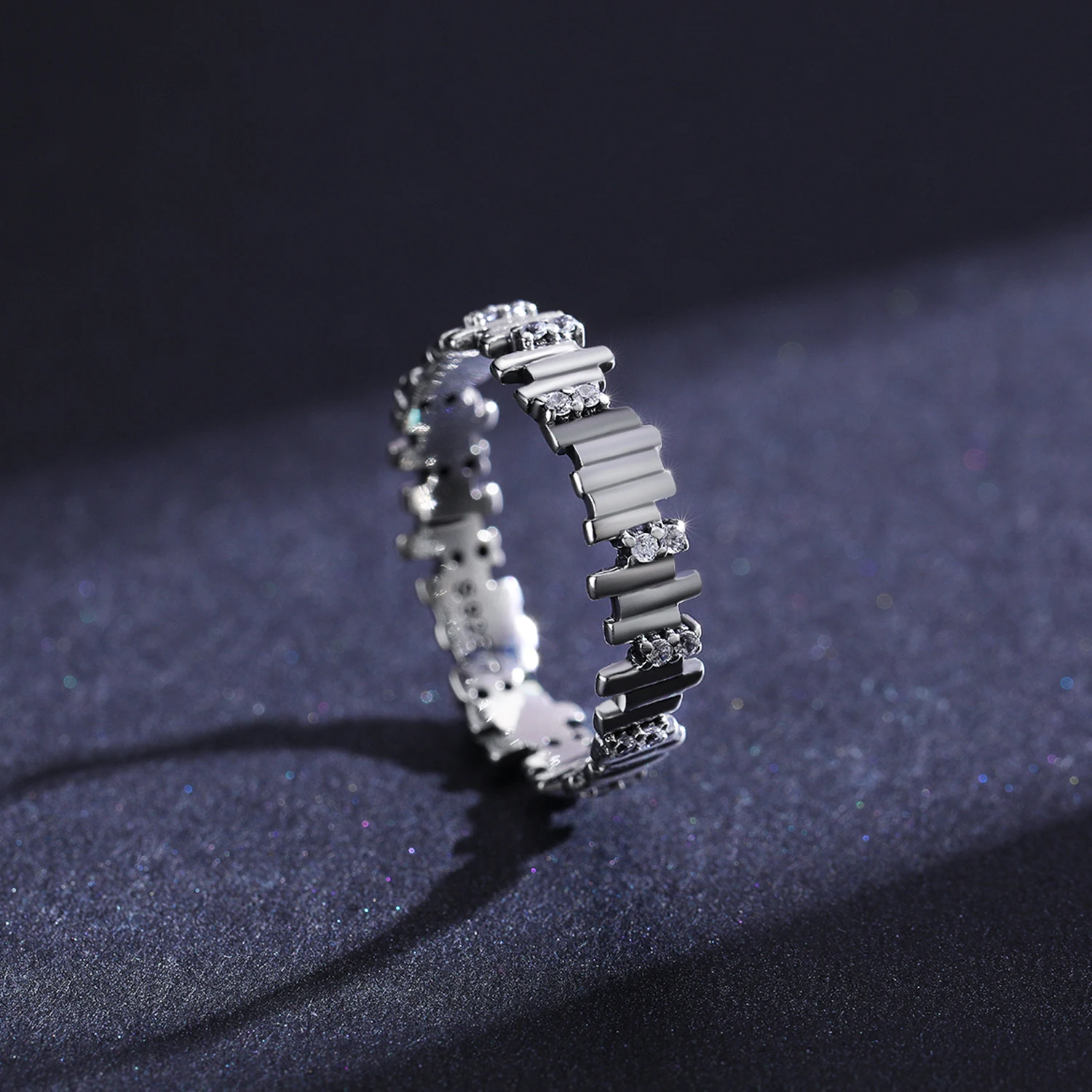 925 Sterling Silver Fashion Exquisite Heart Crown Star Geometric CZ Eternity Band Rings For Women Fine Jewelry