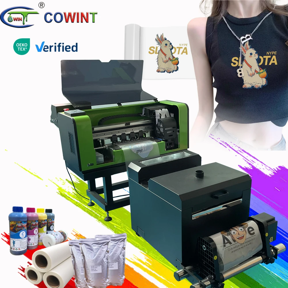 Cowint xp600 dtf printer heat transfer pet film t-shirt printing machine i3200 heads dtf printer with powder shaker