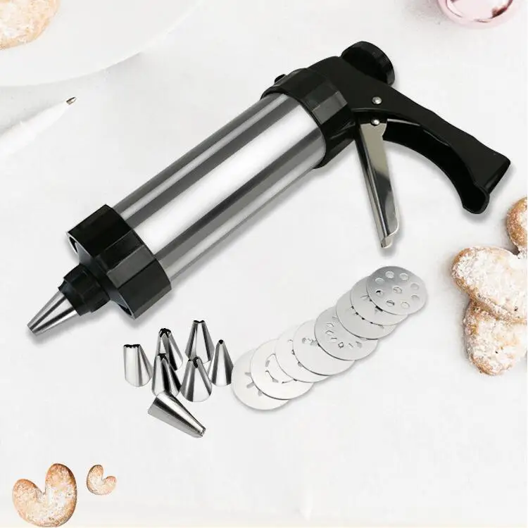 Biscuit Make Cake Decoration Tools Decorating Squeezing DIY Stainless Steel Manual Cookie Press Maker Machine Gun
