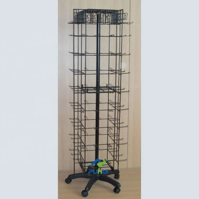 store promotion steel retail rack pop  floor metal spinning pegboard display stand for key rings novelty magnets