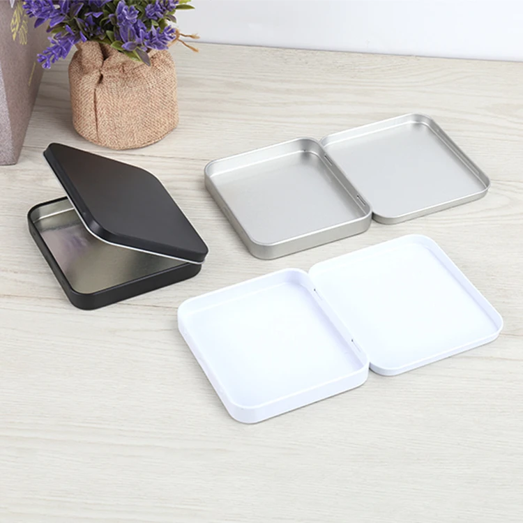 Wholesale 100x89x13mm Card Cigarette Packaging Tins Black Tin Container Box Tins Cans Square Hinged Lid Metal Case