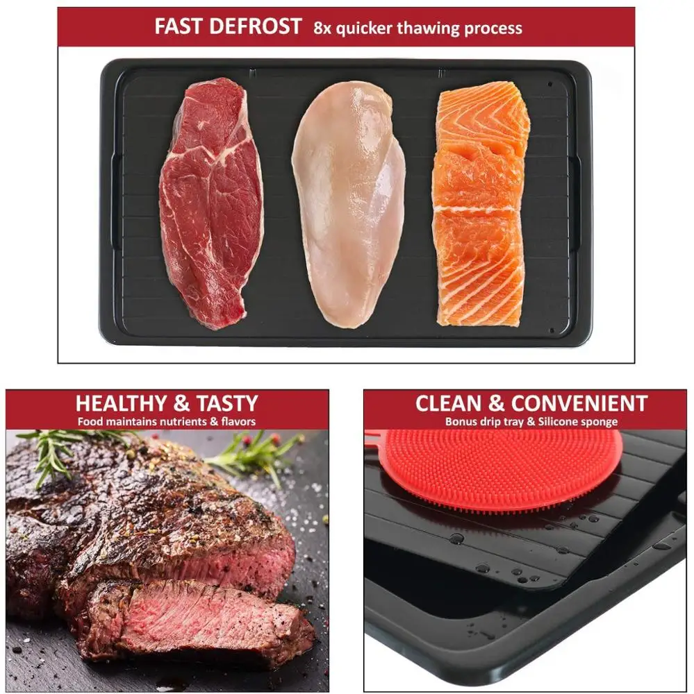 Defrosting Tray Frozen Food Rapid Thawing Plate For Fast Quick Rapid Meat, No Electricity Food rapid defrost thawing meat