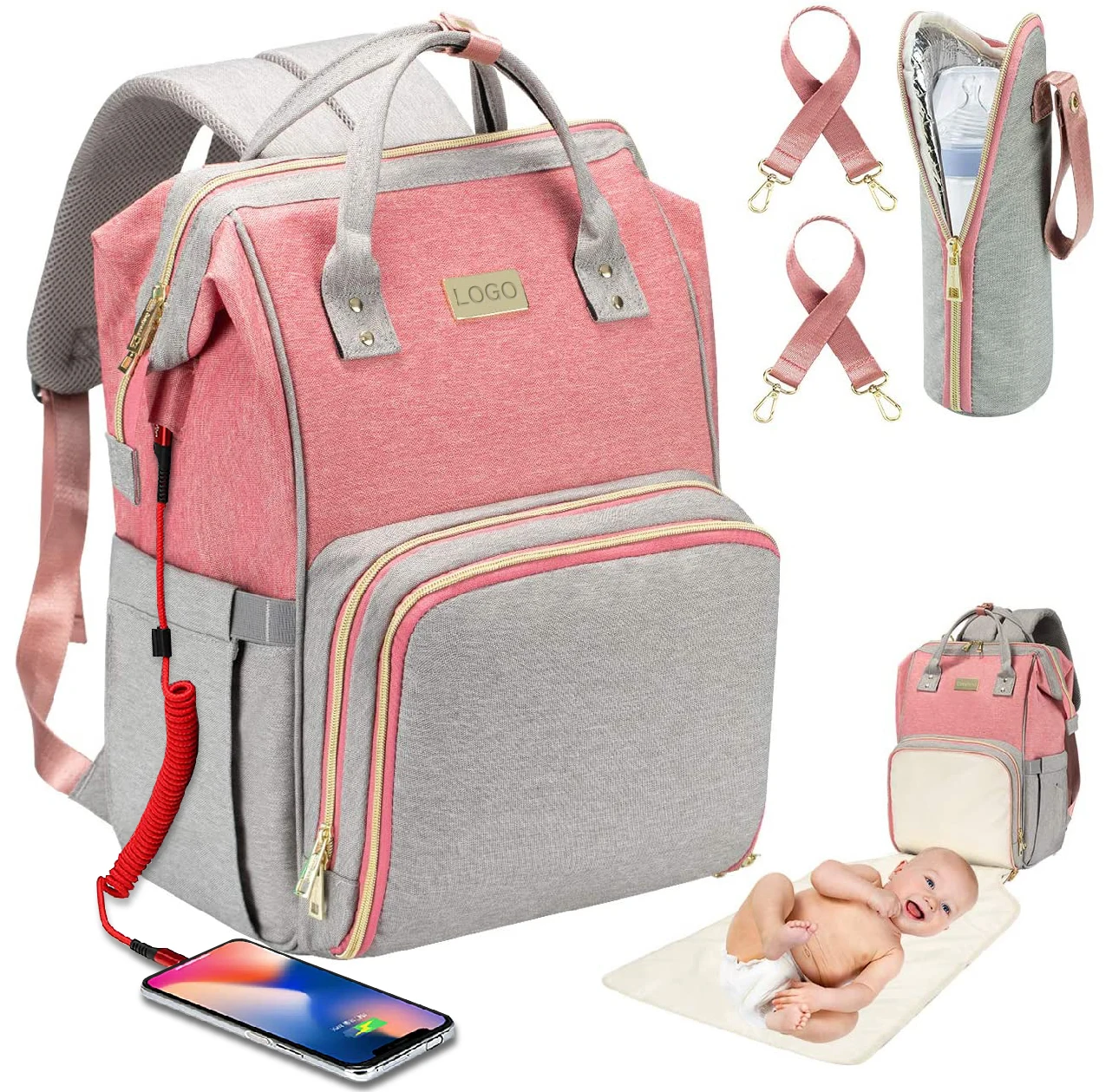 
Foldable baby travel mommy changing bag Built in diaper changing station baby bag wickeltasche Large capacity maternity backpack 