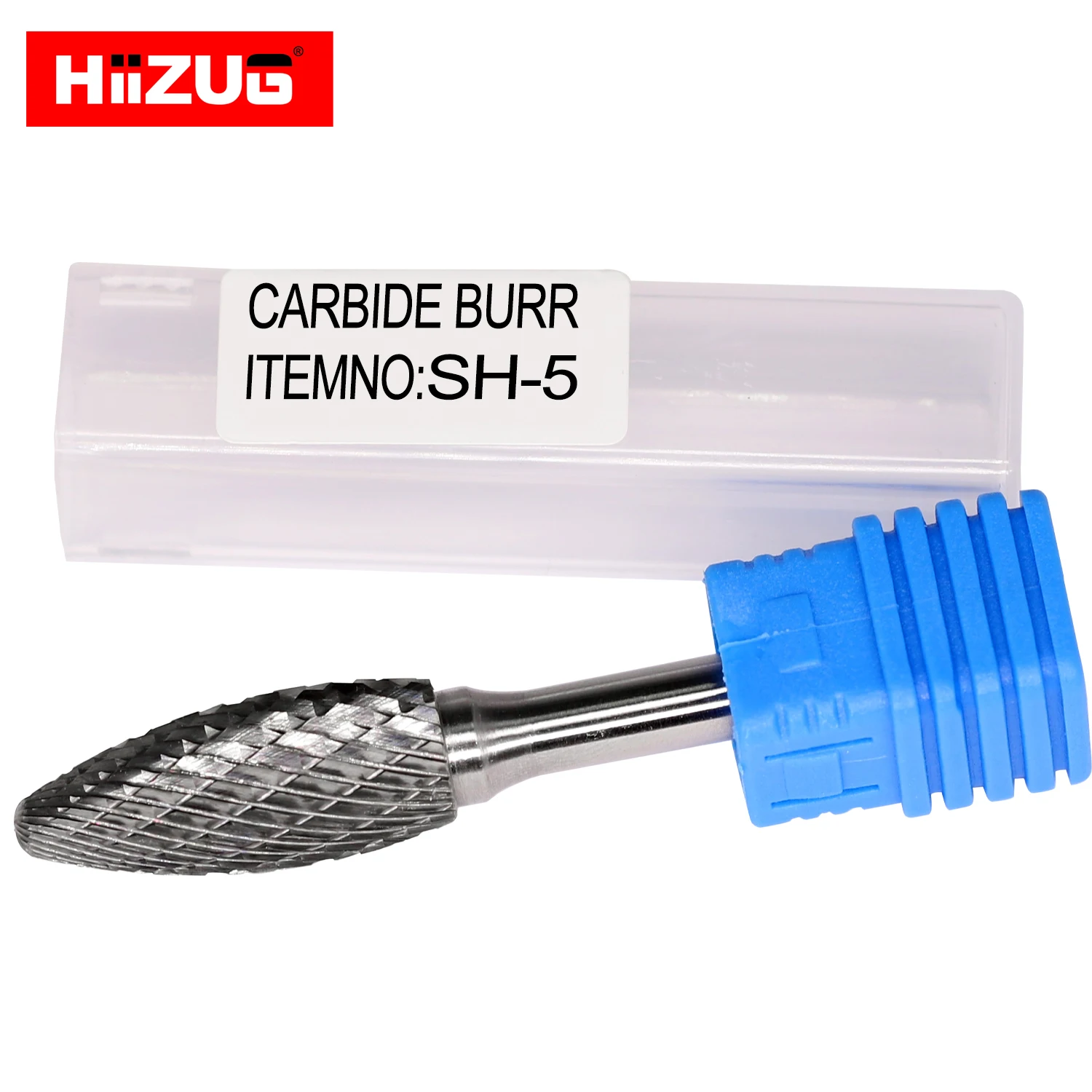 Hiizug SH-5 Rotary Files Burrs Power Tool Accessories Flame Shape 6.35mm 1/4 Inch Double Cut Solid Tungsten Carbide Burrs