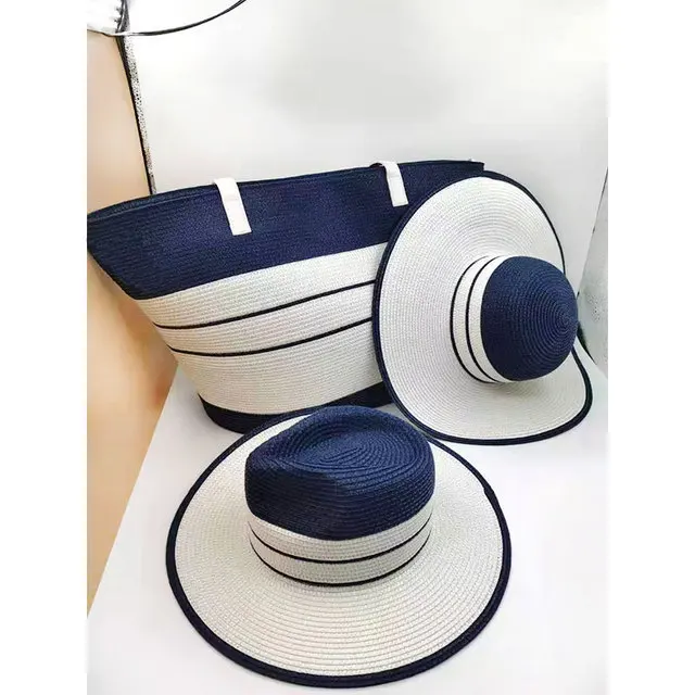 3 pcs outdoor beach hat with bag women handbags girl paper straw summer hats and bag set for women