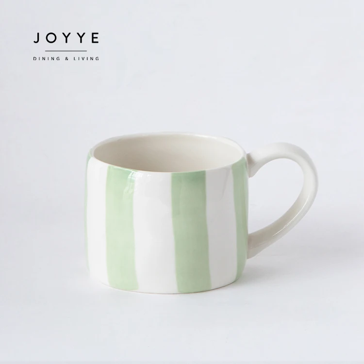 Joyye Wholesale Custom Nordic Mug 200ml Hand Painted Chic Pure Line Ceramic Stoneware Coffee Cup Mug Set