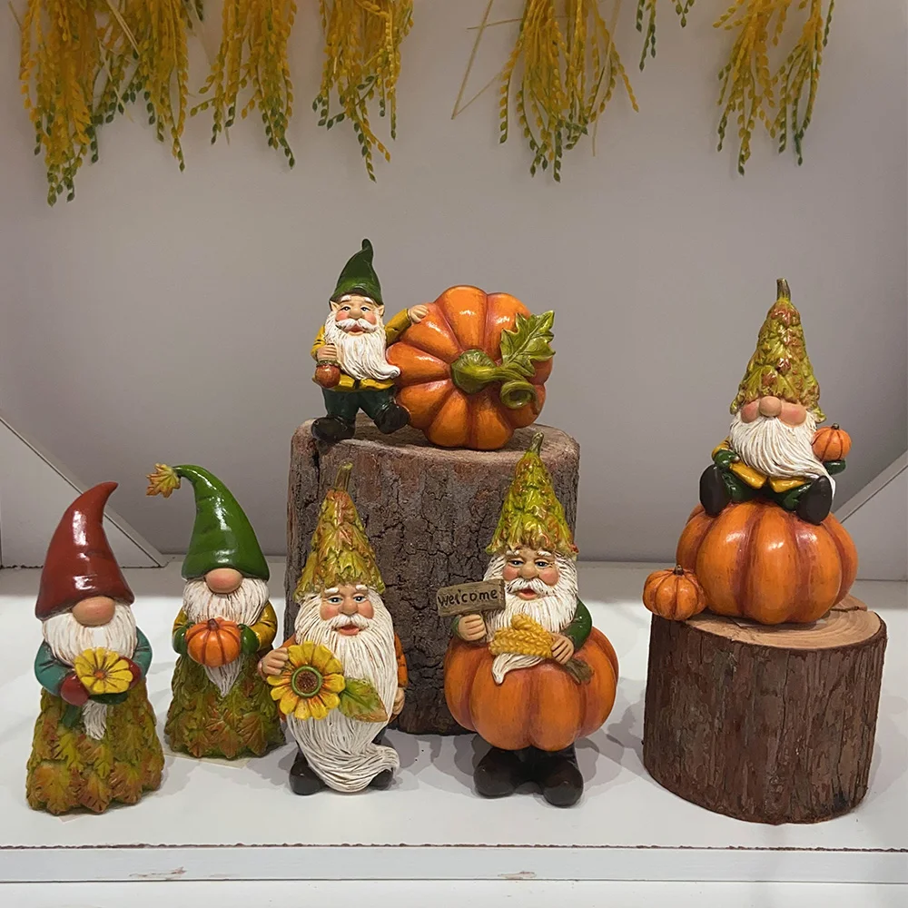 Custom funny garden Gnomes resin mold autumn dwarf with fox outdoor decoration poly resin gnomes with mushroom