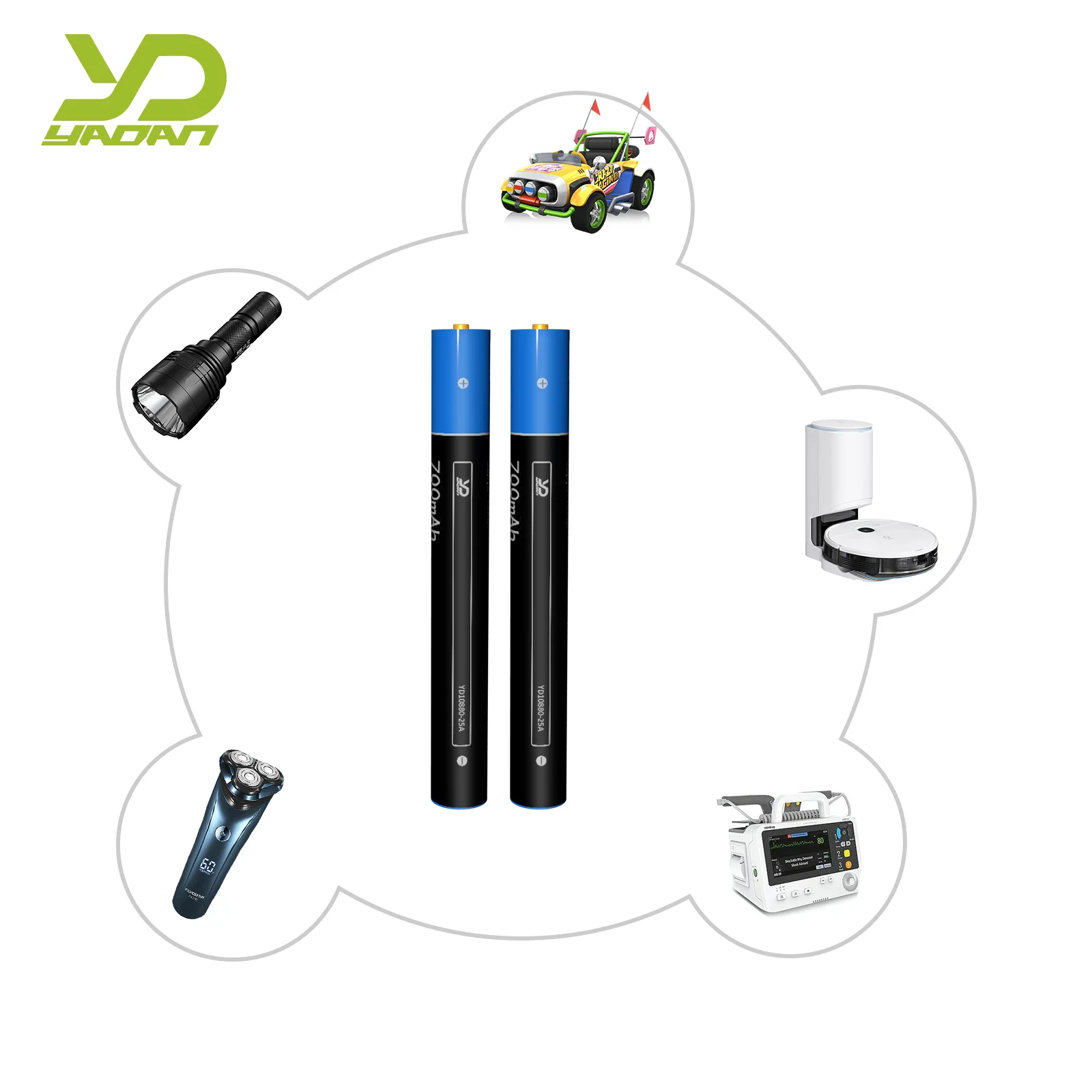 YaDan 10880 10900 2*AAA 3.7V 700mAh Li-ion Batteries Rechargeable Battery With USB Port