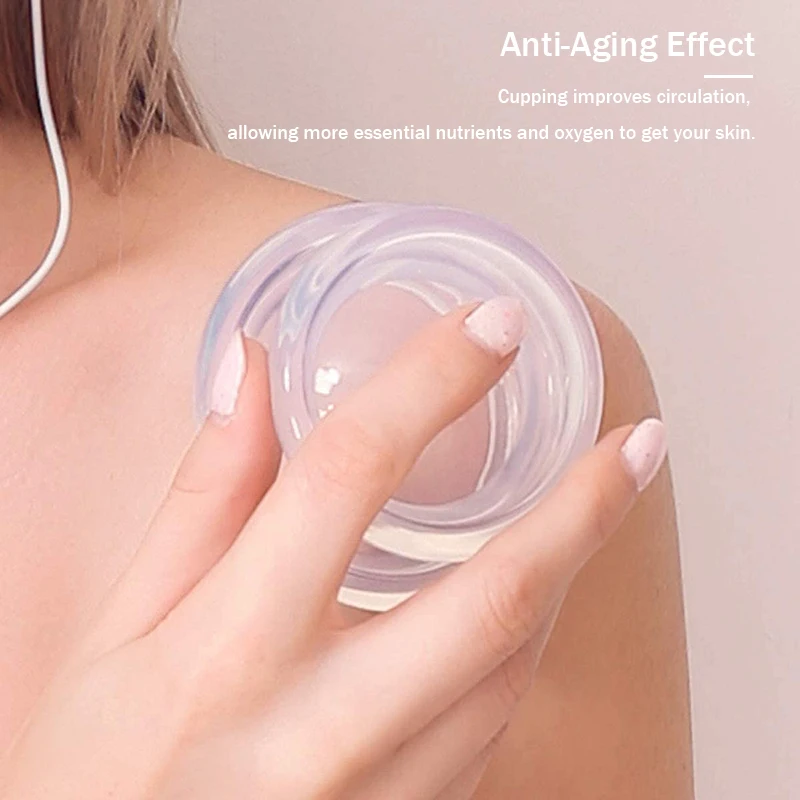 Silicone Cupping Therapy Set 4 Cups Professional Massage Suction Cup Vacuum Cupping Kit