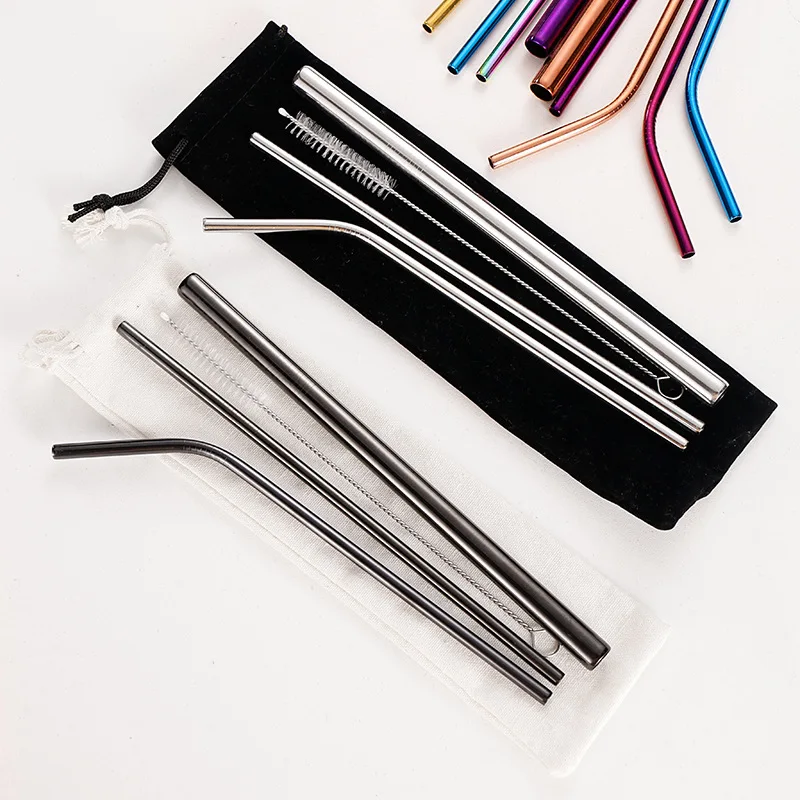 Factory Sale Stainless Steel Bar Drinking Accessories Multi Colors Smoothie Straws Whiskee Straw