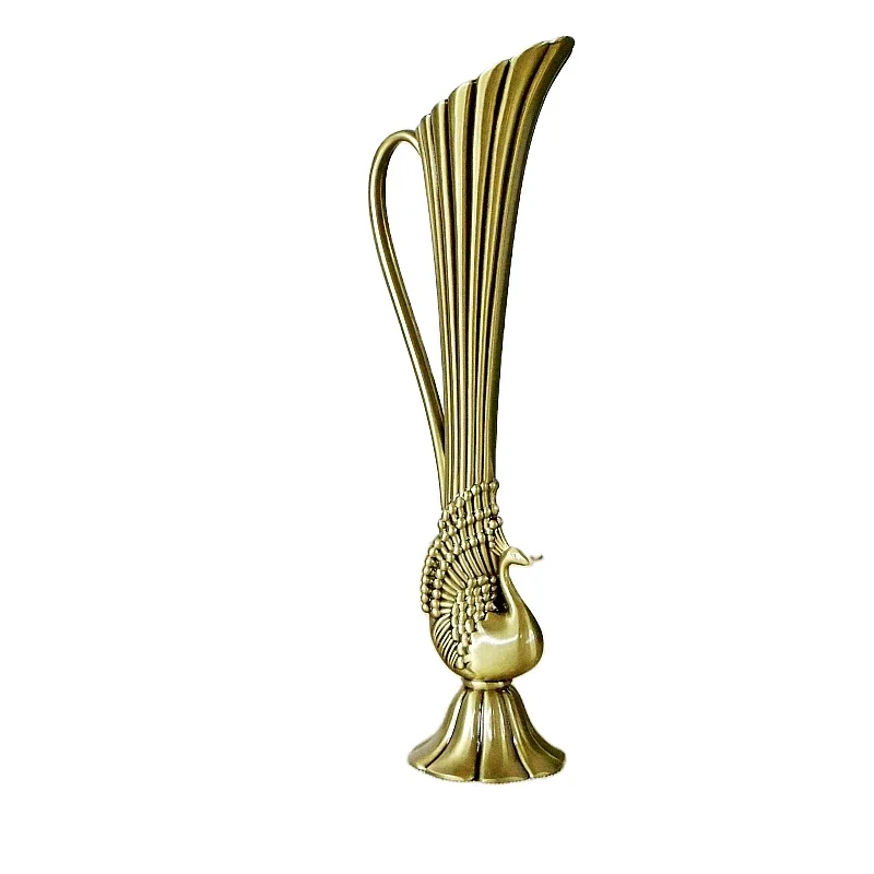 Manufacturer Directly Sale Gold Metal Flower Vase Decorative Peacock Flower Holder for Wedding