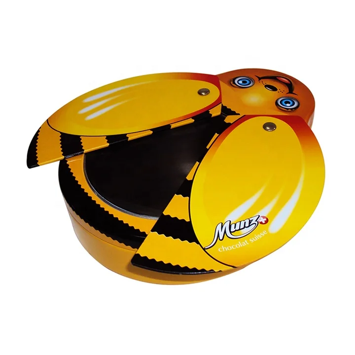Hot Sale Wholesale Bee Shape Tin  Ladybug Shape Cute Cartoon Tin Box Supplier Tin Can for Chocolate Cookie Biscuit Packaging
