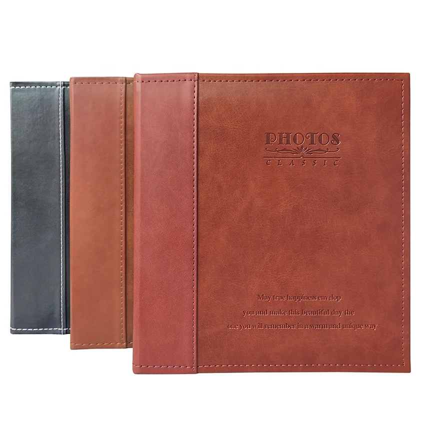 PU leather cover screw post bound photo album 6*8 self adhesive photo book 220*240 mm