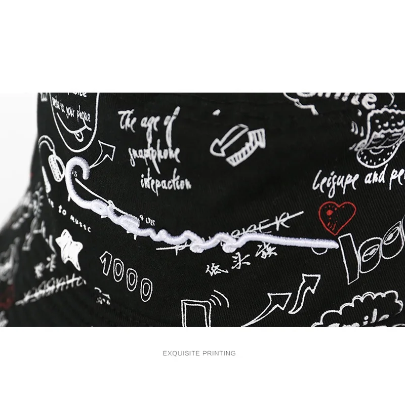 
Custom print graffiti pattern funny bucket hat 