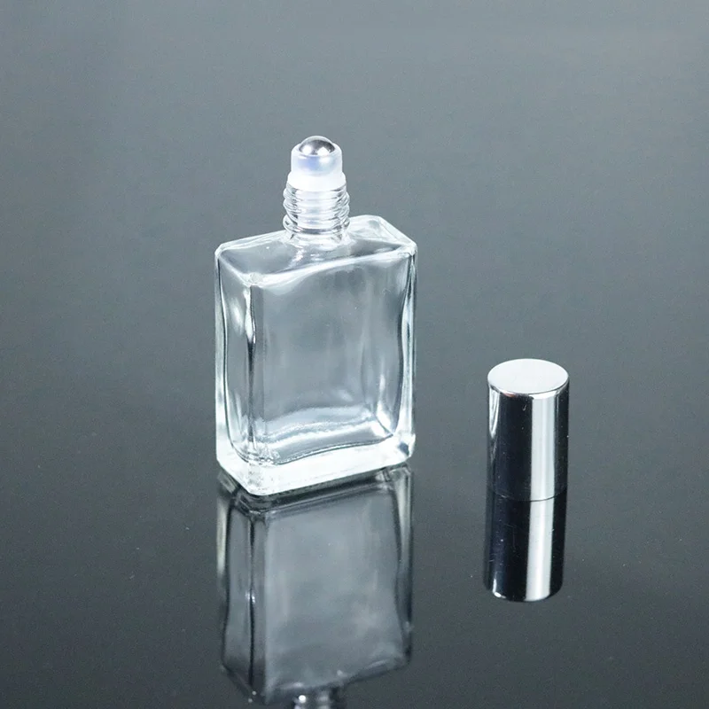 
China Factory Glass Roll On Bottle 15ml 0.5oz Perfume Clear Square Glass Roller Bottle (NRB24) 