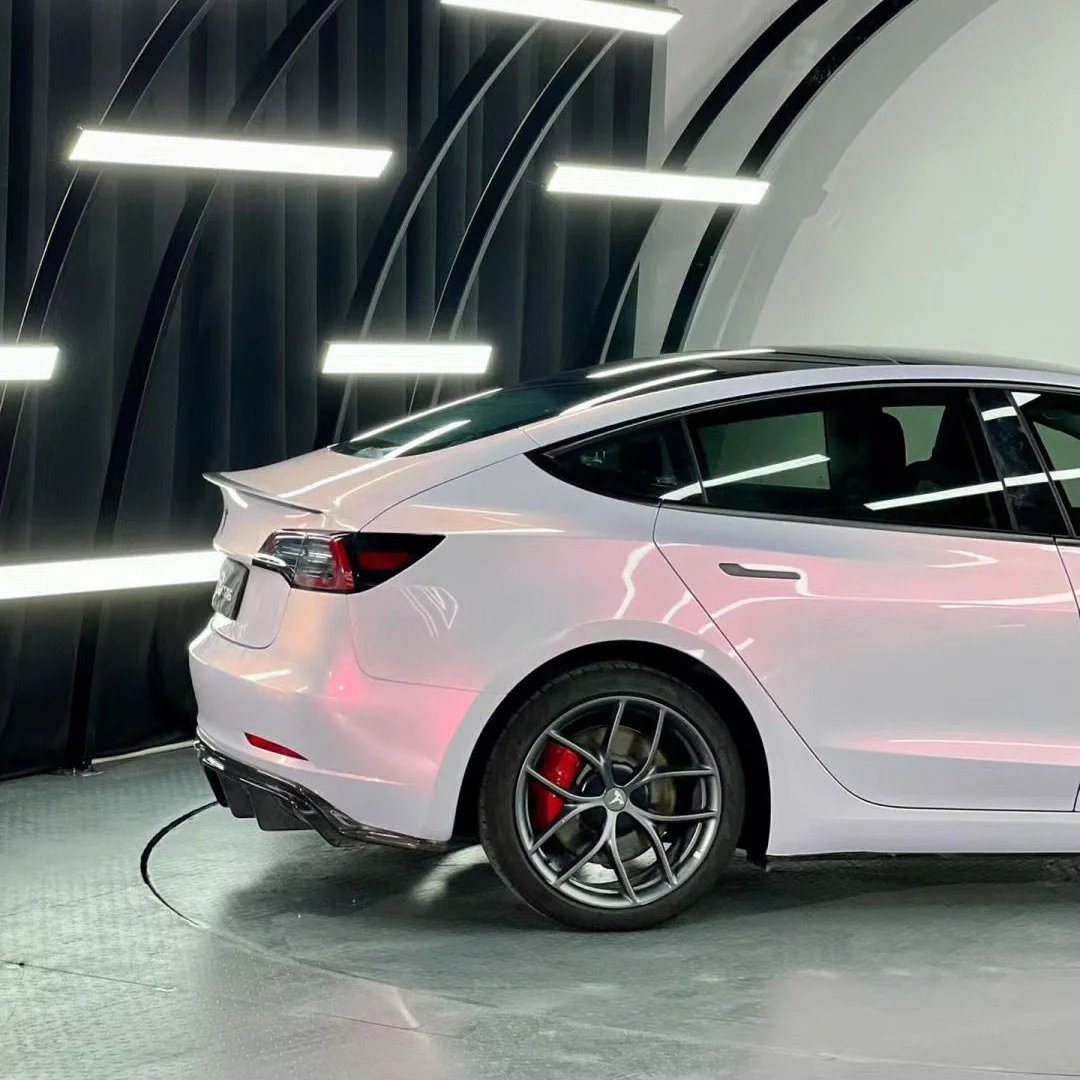 Highest quality Gliter white to Pink PET wrap Car Wrapping Sticker white Glossy vinyl Wrap covering film car quality Warranty