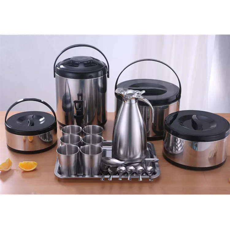19PCS Set Insulated Double Wall Hot Food Warmer Container with Big Milk Tea Dispenser and Vacuum Flask Cup Set